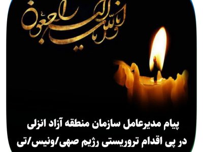 پیام مدیرعامل سازمان منطقه آزاد انزلی در پی اقدام تروریستی رژیم صهیونیستی: